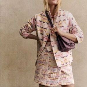 Sezane Kalvin Coat in Multicolored Jacquard, French 34